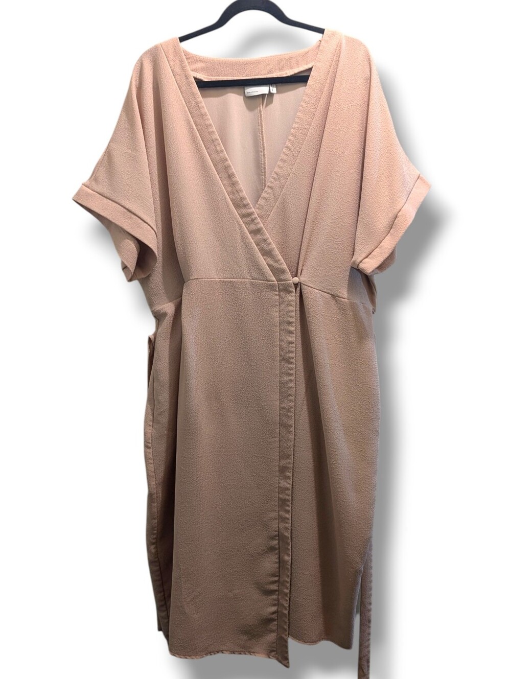 ASOS Closet London Kimono Wrap Tie Dress Blush Pink Midi Short Sleeve- 16 - Picture 7 of 16